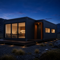 Villa modulaire préfabriquée en acier léger de style industriel moderne avec verrière panoramique pour projets hôteliers et résidentiels