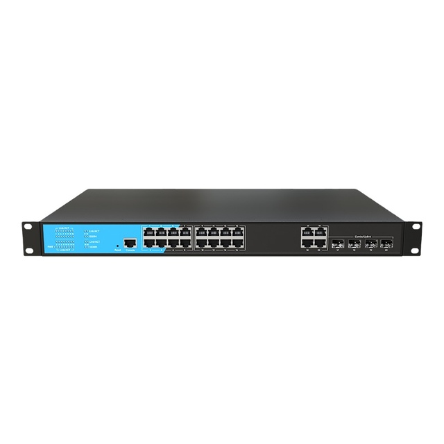 24 Ports 16-ports Enterprise Managed Network Switch with 4 Combo Ports Full Gigabit Transmission SNMP/CLI/Telnet