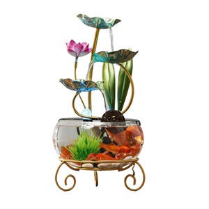 Fuente de agua para acuario con diseño de loto, decoración redonda para pecera, decoración para sala de estar y hogar - Product Image 4