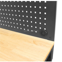 Banc de travail de garage robuste réglable en hauteur sur 5 niveaux OEM OBM avec tiroirs réglables, plateau en bois de caoutchouc, construction métallique et multiprise intégrée