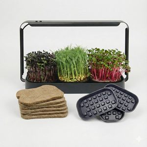 Kit <span class=keywords><strong>de</strong></span> Cultivo <span class=keywords><strong>de</strong></span> Microvegetales y Hierbas <span class=keywords><strong>de</strong></span> Interior con Luz LED, 3 Bandejas y 6 Tapetes <span class=keywords><strong>de</strong></span> Yute (Sin <span class=keywords><strong>Semillas</strong></span>) - Product Image 1