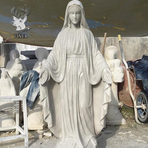 Al Aire Libre Iglesia Católica tamaño real al por mayor estatuas religiosas mármol blanco Virgen María estatua de piedra escultura para la venta - Product Image 2