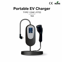 Cargador de Coche Eléctrico Portátil CE Rohs, 16A, Enchufe Estadounidense, Uso Doméstico, Corriente Ajustable de 8-32A, Cargador EV Enchufar y Usar para Uso de Emergencia