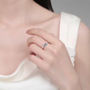 Anillo de <span class=keywords><strong>Plata</strong></span> Pura S925 con Moissanita, Anillo Exquisito, Simple y Compacto, Venta al por Mayor de Regalos de Joyería de Boda para Mujer - Product Image 4