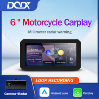 Écran tactile pour moto, Carplay, Android Auto, 6 pouces, étanche, accessoires audio Bluetooth avec radar, enregistrement avant et arrière