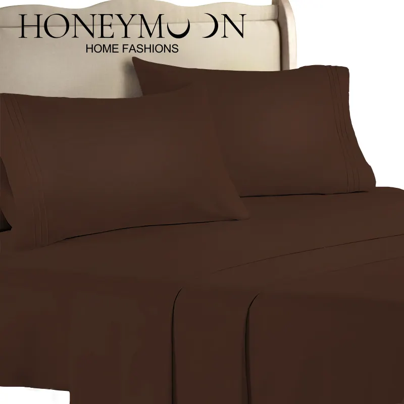 Luxury quality manufacturer canadian polyester microfiber fabric king size fitted bedsheet solid bedding bed sheet set for hotel