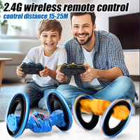 Véhicule RC Tournant et Rotatif, Télécommande Sans Fil 2.4G, Voiture Acrobatique 360° avec Lumières, 2 Grandes Roues