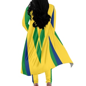 Best seller mantello a maniche lunghe da donna Set <span class=keywords><strong>testo</strong></span> personalizzato Casual donna 2 pezzi abbigliamento all'ingrosso bandiera della repubblica dominicana abbigliamento - Product Image 4