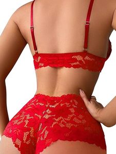 Hot Selling Women Sexy Lingerie Set Temptation Lace Embroidery Charming Hollow Out Sexy Bra Set Tow Piece Set - Product Image 3