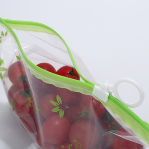 Customized reusable food frozen <b>storage</b> bag with pull loop <b>plastic</b> self sealing zipper bag - Product Image 5
