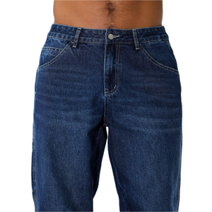 <strong>Men's</strong> Dark <strong>Denim</strong> Blue Relaxed Drop Crotch <strong>Jeans</strong> Mid Waist Utility Casual Style Breathable and Washable for All Seasons - Product Image 5