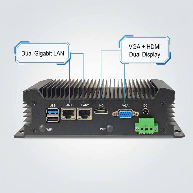 YCT Fanless Industrial Embedded PC Intel Core I7 4500U Dual LAN 2 RS232 COM Ports 8GB RAM 512GB SSD VGA Aluminum Alloy Case