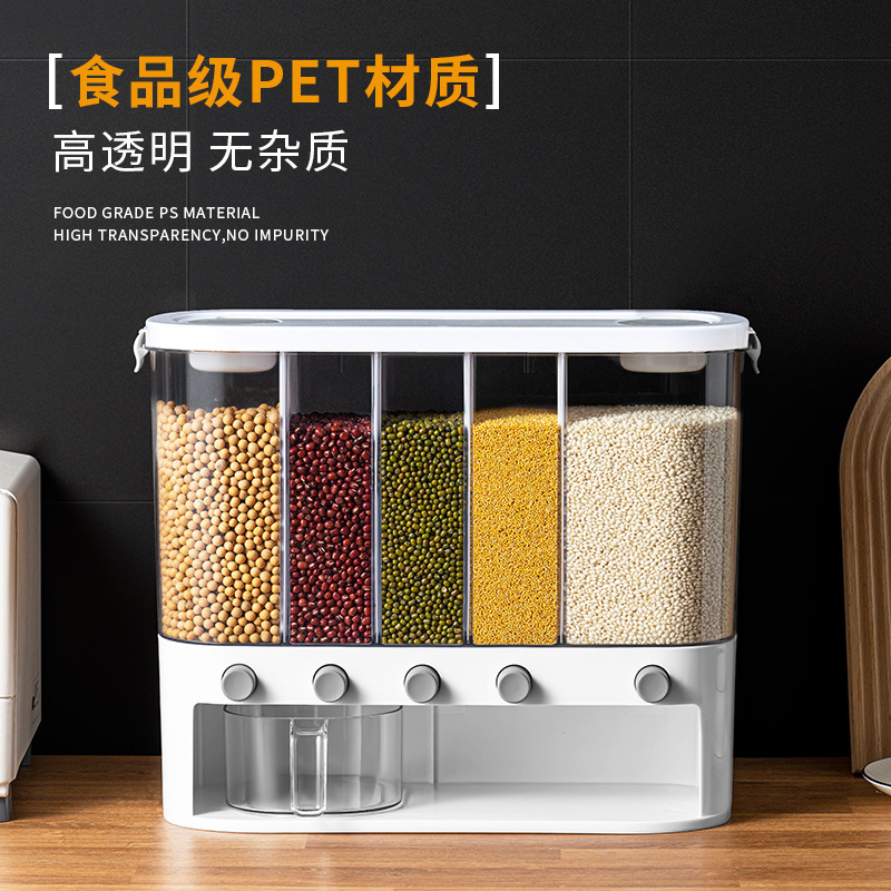 Moisture-Proof Square Food Grade Plastic Storage Bucket Lid Sealed Jar for Whole Grains Transparent Household Storage Container