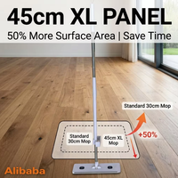 BNcompany Nuovo Design Mop Piatto XL da 45 cm con Raschietto Integrato, Strizzatura Automatica, Uso a Secco e Bagnato, Rotazione a 360°, Ecologico e Intelligente