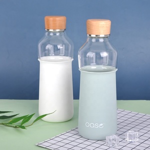 16 Oz Bằng Gỗ <span class=keywords><strong>Cap</strong></span> BPA-free Silicone Vỏ Bọc Uống Cao <span class=keywords><strong>Borosilicate</strong></span> Chai Thủy Tinh - Product Image 5