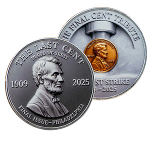 Stock PANBO merk vergulde ijzeren herdenkingsmunt 2025 laatste uitgave Philadelphia Mint RIP eerbetoon element slogan 3D aangepast ontwerp - Product Image 4