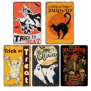 Pancarte en métal vintage Halloween « Trick or Treat » pour la <span class=keywords><strong>d</strong></span>écoration murale de la maison, du bar ou de la fête <span class=keywords><strong>d</strong></span>'Halloween - Product Image 2