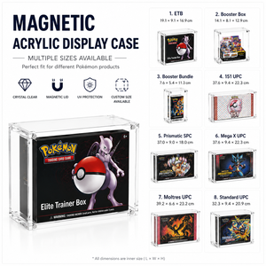 Estuche de exhibición de acrílico para tarjetas coleccionables de Pokémon, caja de entrenador de élite, tapa magnética, protección UV, solución de almacenamiento de tamaño personalizado - Product Image 4