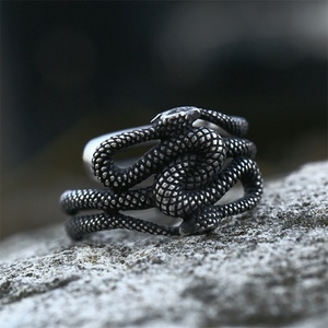Irregular Cuff <b>Ring</b> Jewelry Stainless Steel Snake Shape Finger <b>Rings</b> <b>Men</b> - Product Image 2