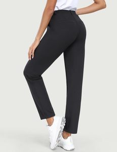 Pantalon <span class=keywords><strong>de</strong></span> travail extensible uni à devant plat en nylon et élasthanne pour femme, coupe droite, décontracté, pour le <span class=keywords><strong>golf</strong></span> et les voyages, avec poches, lavable en machine - Product Image 2