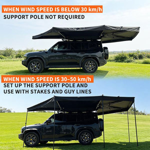โรงงานแอมบูล <span class=keywords><strong>ขาย</strong></span>ส่ง ผ้าคลุมกันแดดสีดำเคลือบกันน้ำ ป้องกันรังสียูวี ขนาด 270 °   กันสาด<span class=keywords><strong>รถยนต์</strong></span>แบบขยายสำหรับรถแคมป์ปิ้ง SUV รถบรรทุก - Product Image 2