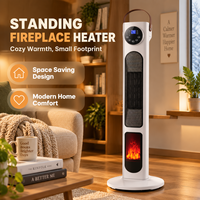 Chauffage vertical PTC pour la maison, 1500-2000W, faible bruit, économie d'énergie, effet de flamme réaliste, arrêt automatique de sécurité, autoportant
