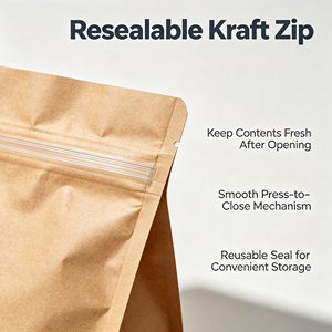 Sachet Doypack Personnalisé en Kraft Imprimé avec Fermeture Zip Refermable et Fenêtre pour l'Emballage de Grains de Café, Thé et Bonbons - Product Image 4