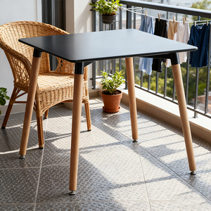 Table à manger minimaliste de haute qualité en bois noir, <span class=keywords><strong>petit</strong></span> <span class=keywords><strong>bureau</strong></span> de luxe 60*60/80*80, prix bas, MDF pour la maison, l'hôtel, l'extérieur - Product Image 4