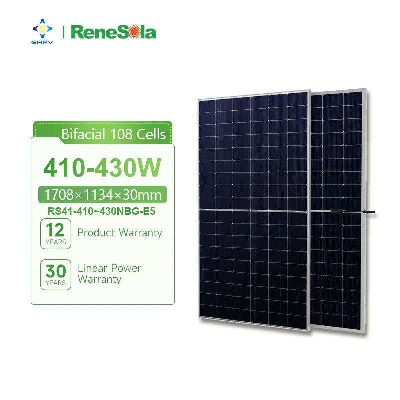Недорогие солнечные панели Renesola 430 Вт Ватт, 410 Вт, 415 Вт, 420 Вт, 425 Вт, 430 Вт, двухфазные солнечные панели N-типа, в Китае