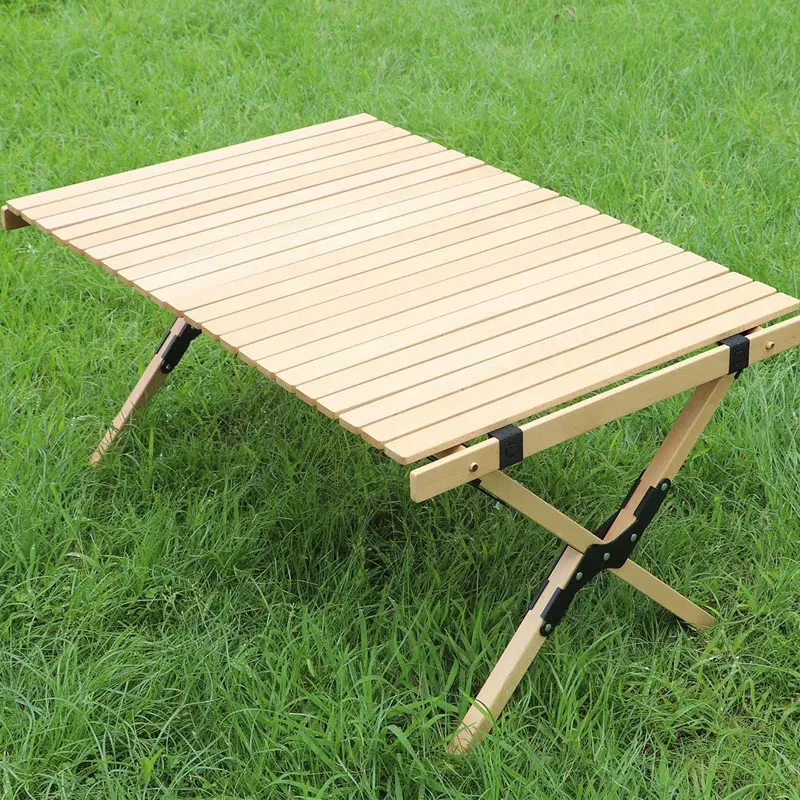 Factory Price Outdoor Egg Roll Table Picnic Portable Wood Folding Egg Roll Table Folding Table Legs Furniture