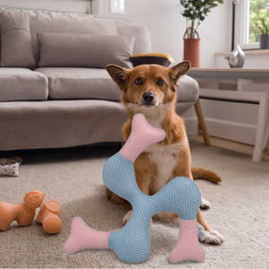 Fabricante Venta caliente Boomerang Diseño Felpa Relleno Transpirable Sándwich Malla Mascota Squeak Perro Masticar Juguetes Actividades al aire libre - Product Image 2