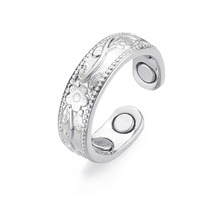 Bague magnétique anti-cuivre en alliage, motif floral, 4 couleurs, bijou ajustable pour femmes et hommes