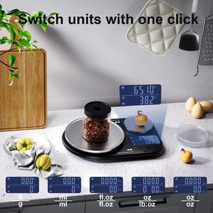 Báscula de Cocina con Precisión de 0.1g/1g, Conversión Multiunidad, <span class=keywords><strong>Plataforma</strong></span> Doble de 300g/5kg, Digital de Acero Inoxidable - Product Image 5