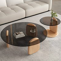 Ensemble de table basse ronde en verre trempé minimaliste moderne, design personnalisable respectueux de l'environnement pour petit salon