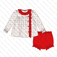 Impression personnalisée nouveau-né bébé fille vêtements ensembles 0-3 mois noël à volants enfant en bas âge filles vêtements bloomer ensembles courts