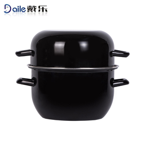 Customized Minimalist Eco-Friendly Enamelware Cast Iron Enamel <strong>Mussel</strong> <strong>Pot</strong> with Lid Nonstick Hollow Handle Dishwasher Safe - Product Image 4