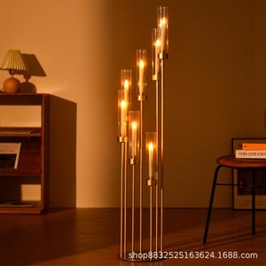 Romantic Gold Iron <strong>Candlestick</strong> <strong>Holder</strong> for Wedding Party or Hotel Table Decor Durable Silver Glass Road Guide Props - Product Image 3