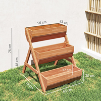 Jardinière carrée surélevée à 3 niveaux en bois, écologique, pour fleurs, légumes et herbes
