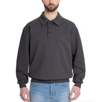Sweat-shirt pour homme de haute qualité en molleton français épais 100% avec col rabattu, coupe ample et oversize, pull-over pour homme