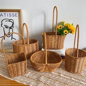 Cesto portaoggetti e vaso per fiori in PP effetto rattan ecologico per decorazioni casa e <span class=keywords><strong>giardino</strong></span>, matrimoni, hotel, picnic - Product Image 3