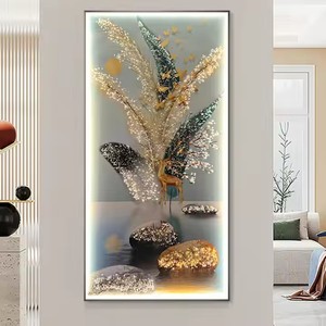 Wholesale Bulk Order Modern Luxury Crystal <strong>Canvas</strong> Still Life <strong>Digital</strong> Printing Remote Control LED <strong>Lighting</strong> Wall Art Hanging - Product Image 1