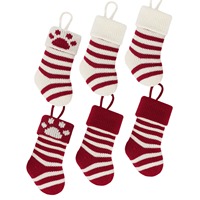 Nouvelle vente en gros : Chaussette de Noël tricotée de 7 pouces pour animaux de compagnie, motif patte de chien ou de chat, sac cadeau suspendu pour les fêtes, décoration d'arbre de Noël