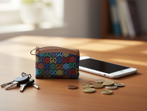 Portamonete GD Letter con chiusura a cerniera da 6 pollici, mini portafoglio unisex in microfibra e pelle sintetica con design a motivi colorati - Product Image 2