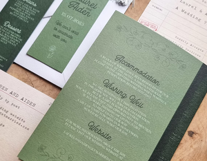 Juego de Invitaciones de Boda con Estilo de <span class=keywords><strong>Libro</strong></span> Botánico Personalizado, Papel Texturizado, Tapa Dura, Folio, con Folleto Vintage y Marcador - Product Image 4
