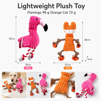 Jouet interactif pour chien en peluche avec corde et couineur, motif flamant rose, vente en gros, marque privée