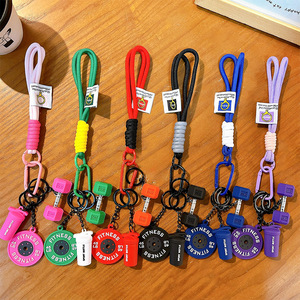 Nuovo Trendy Accessorio da Palestra <span class=keywords><strong>Portachiavi</strong></span> Charm per Borsa Sportiva Sportivo in PVC a Forma <span class=keywords><strong>di</strong></span> Bilanciere Moschettone 6 Colori - Product Image 2