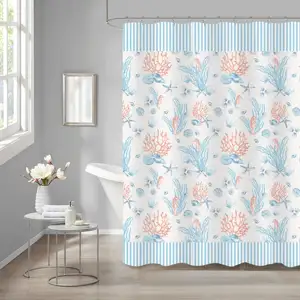 Skymoving-Cortina de ducha colorida personalizada, conjunto de cortina de ducha de poliéster con impresión digital, cortina de ducha al mejor precio