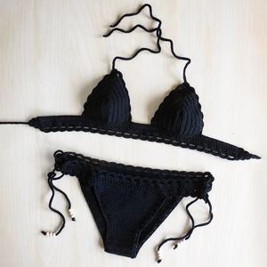 Maillot de bain bikini 2 pièces en coton fait main au crochet, string, tenue de plage pour femme, MOQ personnalisé 50 - Product Image 1