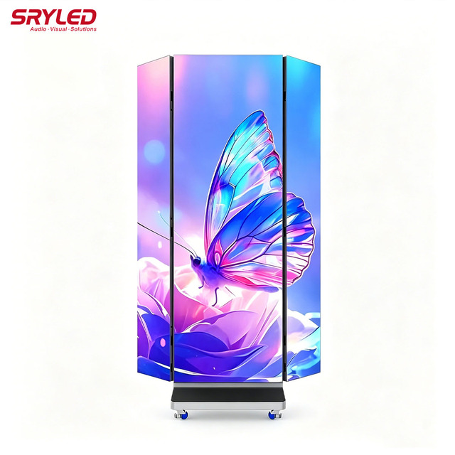 Floor Standing Foldable Double-sided P1.86 P2 P2.5 2.5mm Indoor Outdoor Vertical Trifold Poster Hanging Led Display Screen
