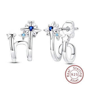 Boucles d'oreilles en argent sterling S925, boucles d'oreilles étoile scintillante et soleil, bijoux de luxe pour femmes - Product Image 5